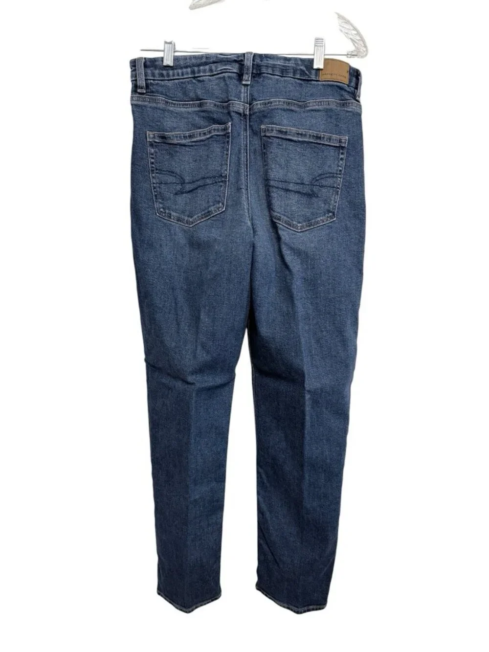 American Eagle Women's Size 10 X-Long BLUE DENIM Curvy Mom High Rise Jeans Blue